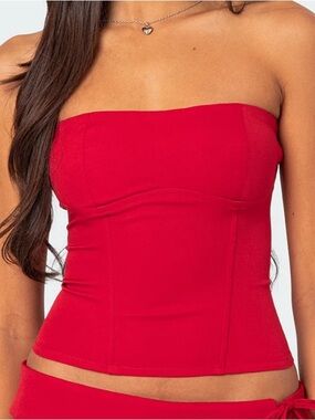 Red Strapless Corset Top